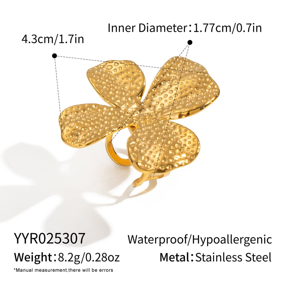 Flower Stainless Steel Gold Color Earring Set