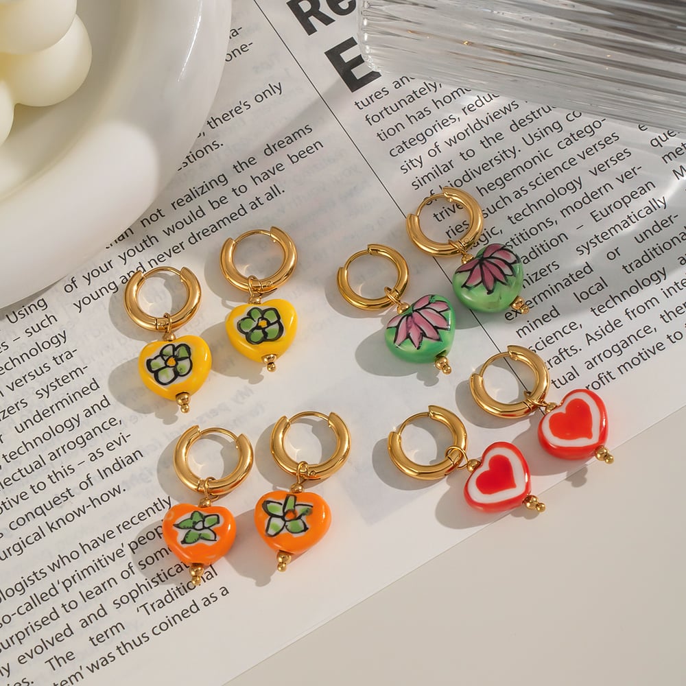 1 Pair Flower Heart Drop Earrings Picture3