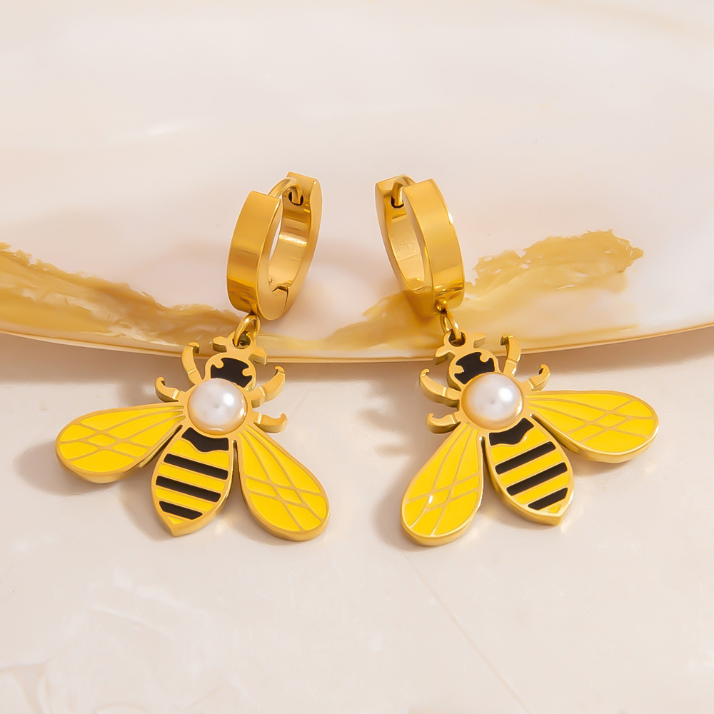 Geometric Stainless Steel Gold Color Women's Drop Earrings h5Picture4