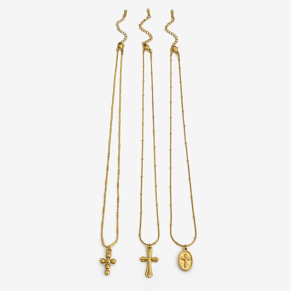 1 Piece Cross Stainless Steel Gold Color Pendant Necklace h5Picture6