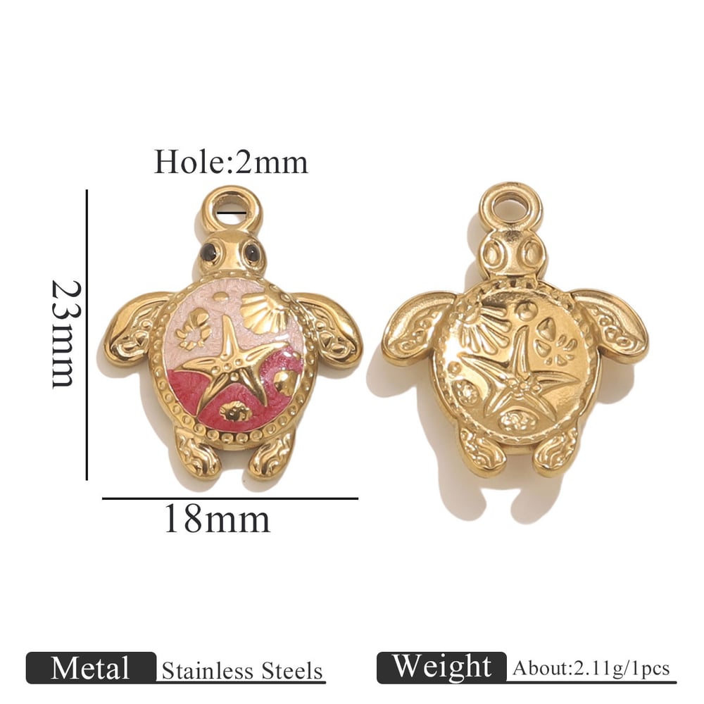 1 Piece Vacation Turtle Stainless Steel Gold Color Women's Pendants