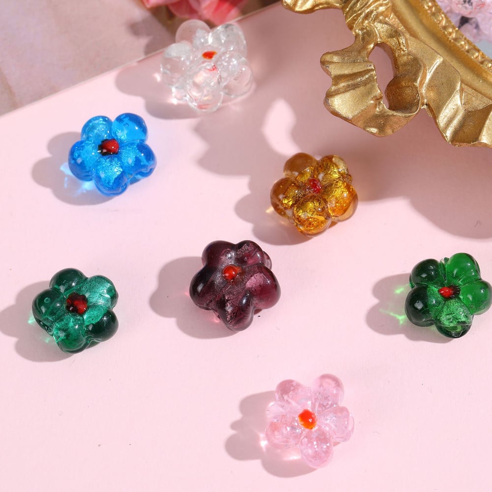 1 Stück einfache Serie süße Blumen Glas Schmuckperlen h5Bild4