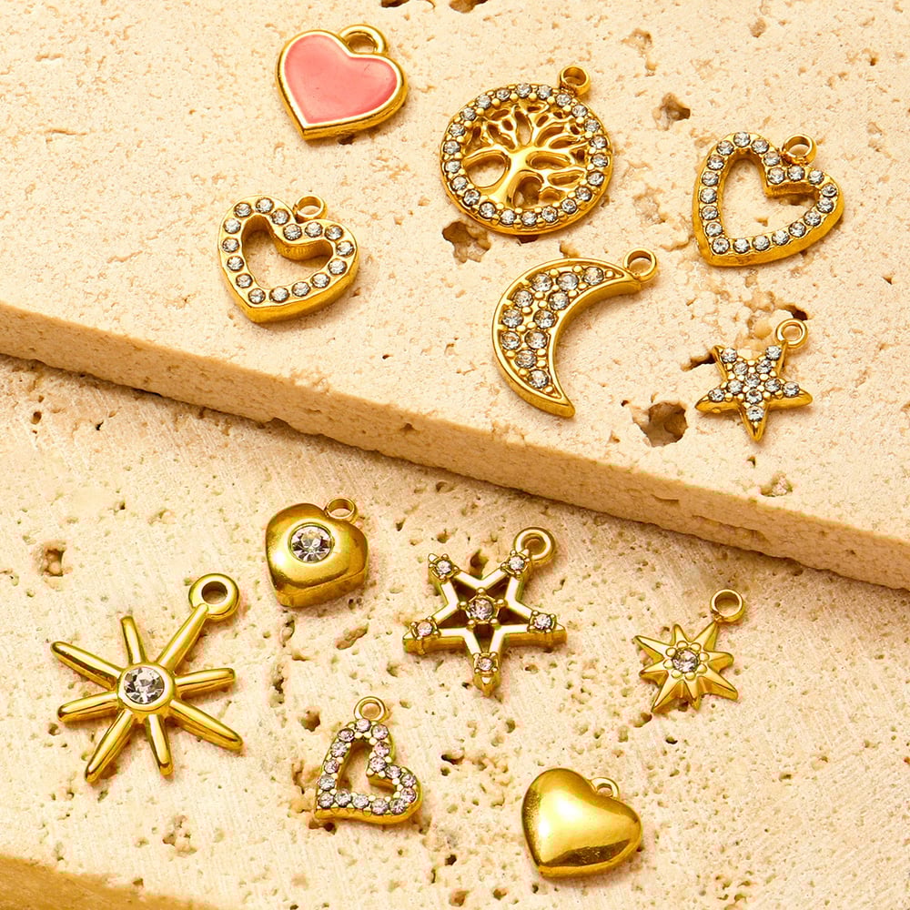 1 Stück Simple Series DIY Stern Edelstahl Goldfarben Damenanhänger h5Bild4