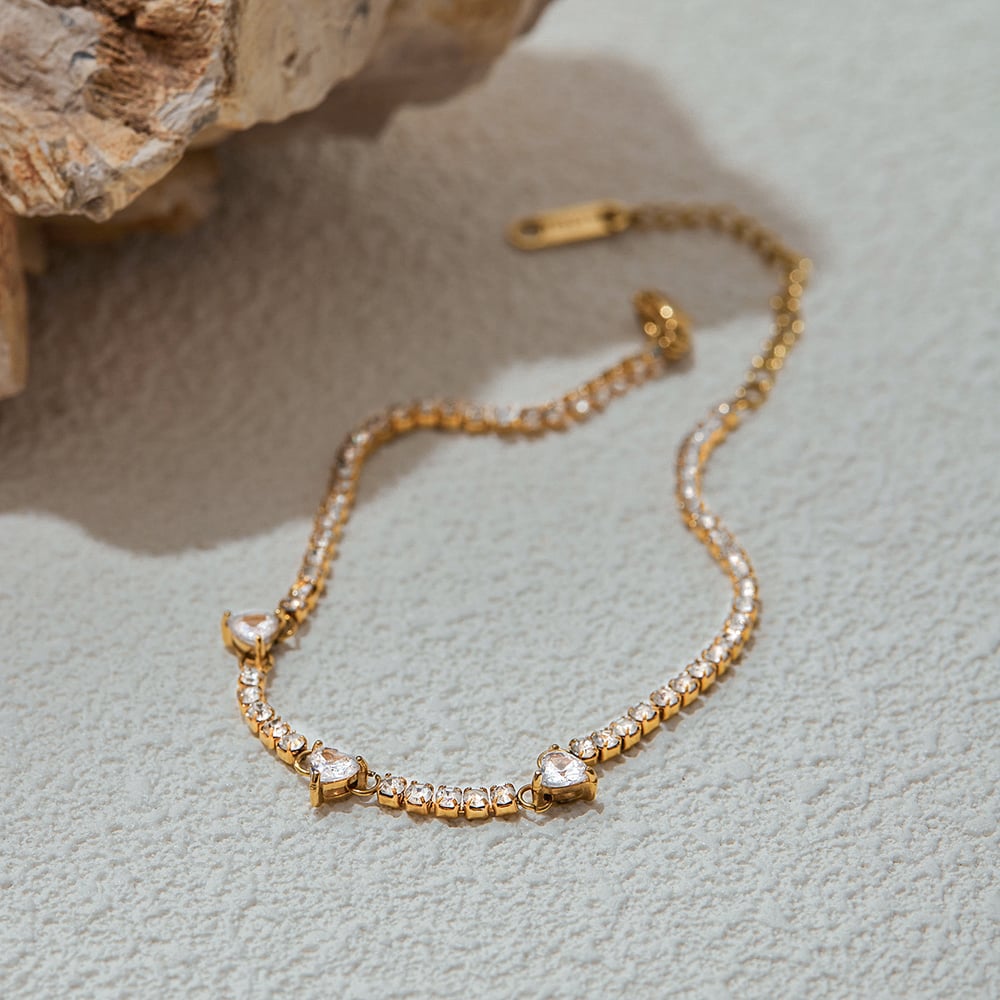 1 Stück romantische Herz Edelstahl Gold Farbe Damen Kettenarmbänder Bild7