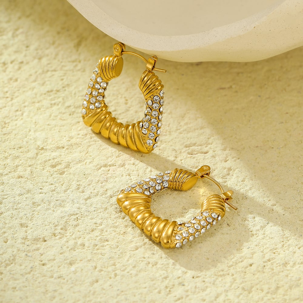 Casual Geometric Stainless Steel Gold Color Women's Stud Earrings h5Picture4