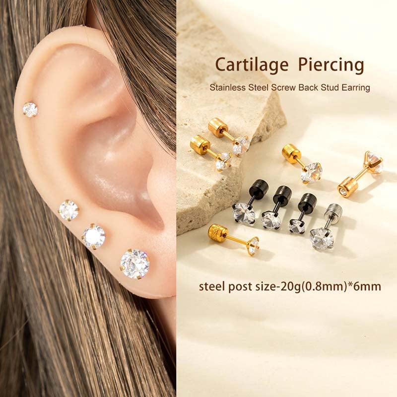 1 Piece Modern Geometric Stainless Steel Gold Color Zircon Women's Piercings Earrings h5Picture5