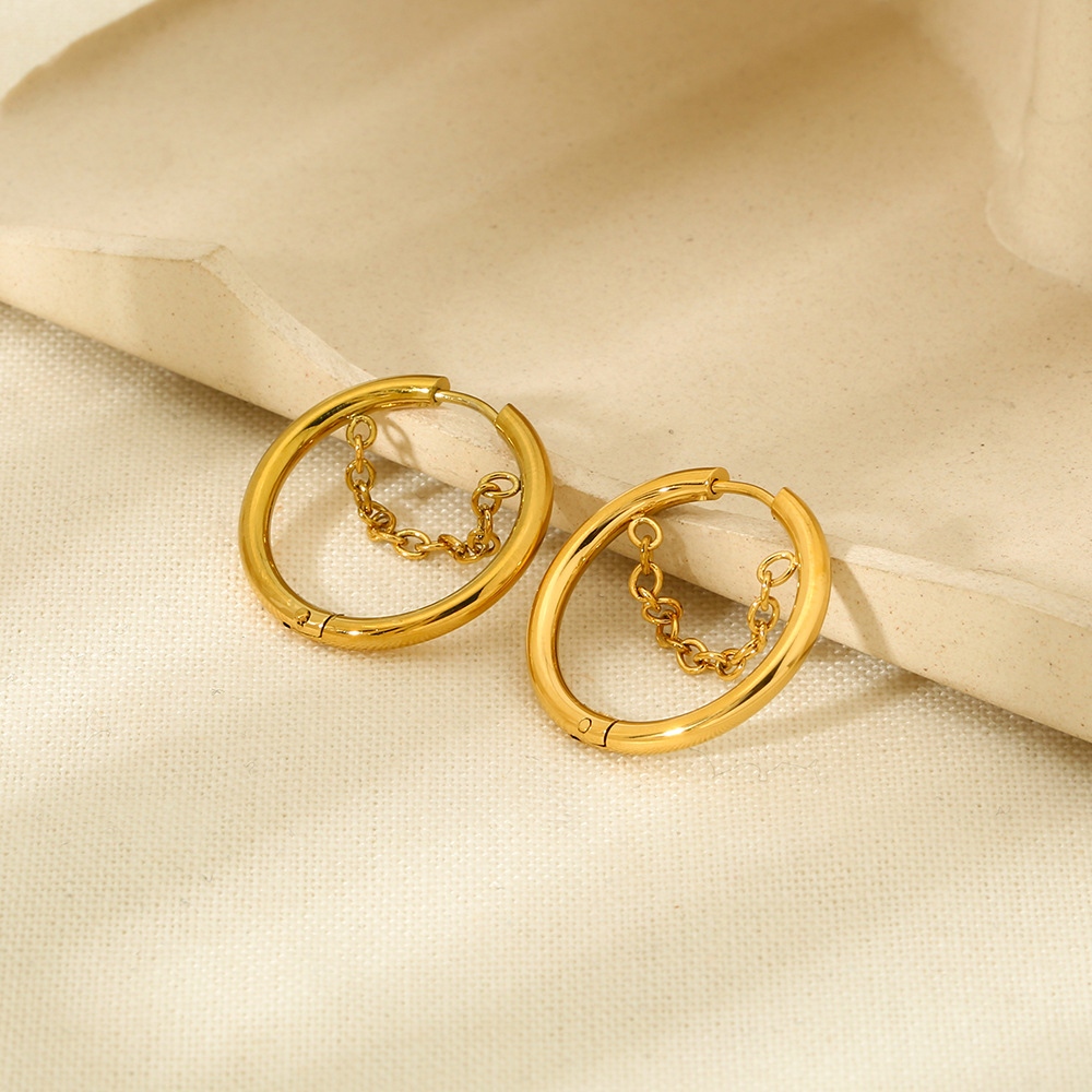 Pendientes de acero inoxidable con borlas sencillas para mujer Imagen4