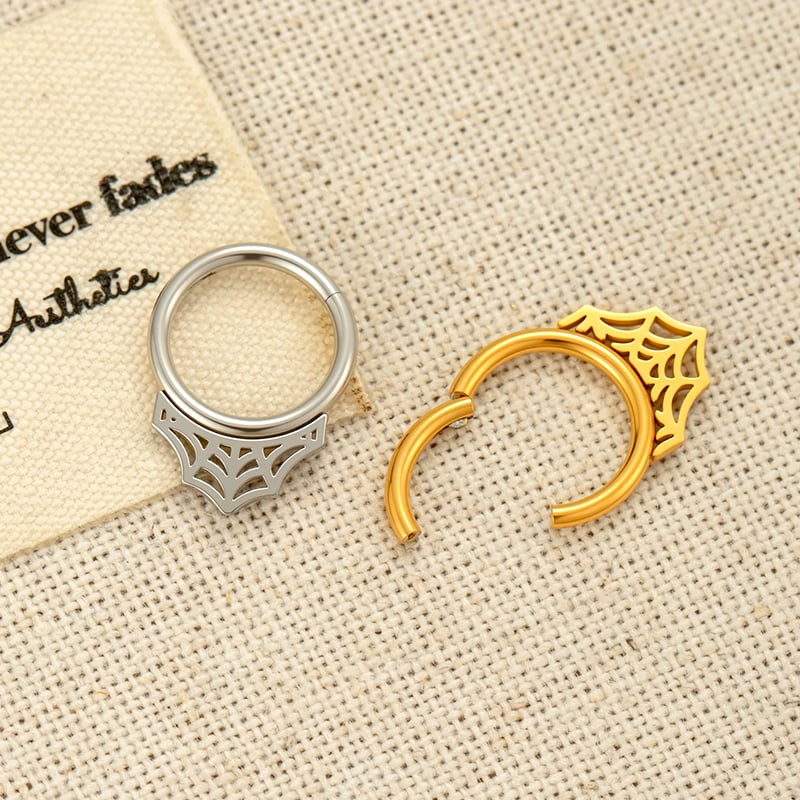 1 Piece Cobweb Stainless Steel Gold Color Women's Hoop Earrings h5Picture3