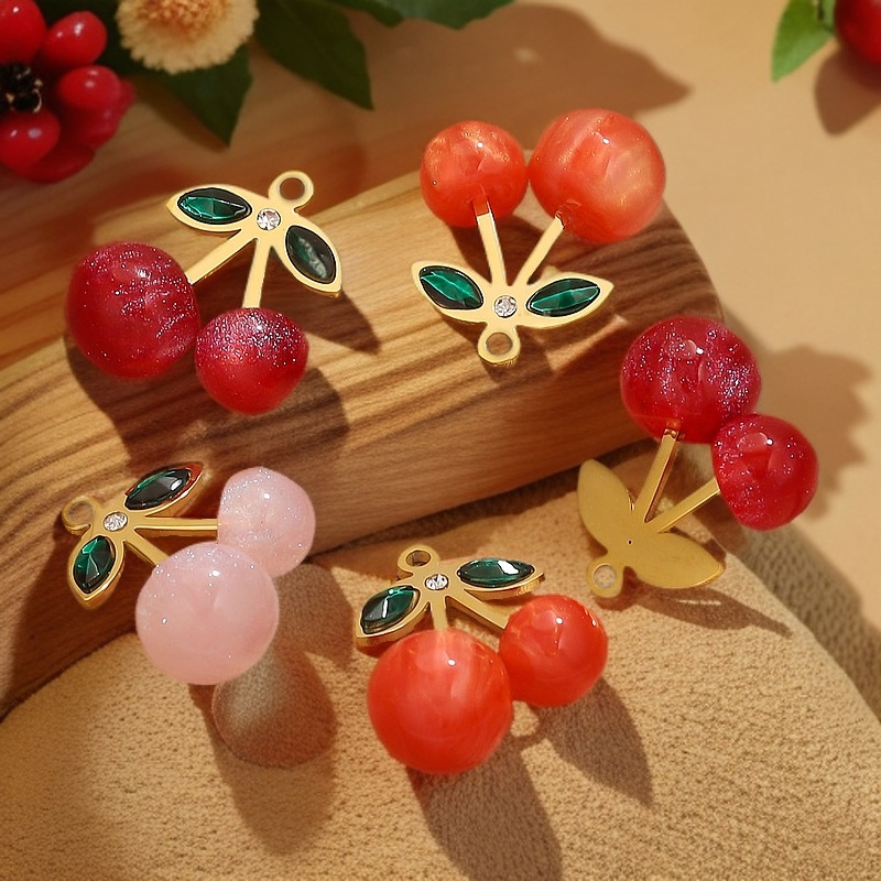 1 Piece DIY Cherry Stainless Steel Women's Pendants h5Picture4