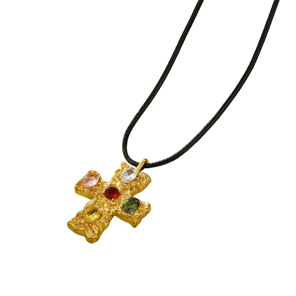 Retro Cross Stainless Steel  Gold Color Women's Pendant Necklaces h5Picture5