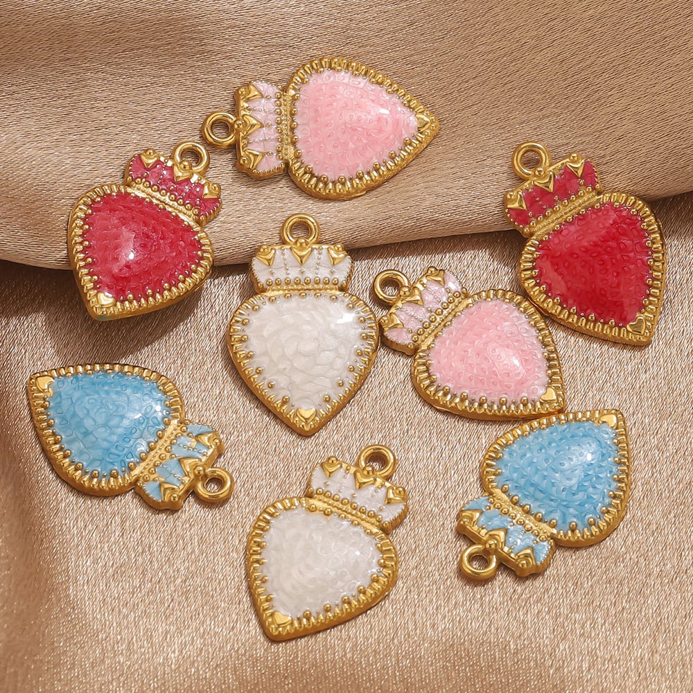 1 Piece DIY Crown Heart Stainless Steel Women's Pendants h5Picture3