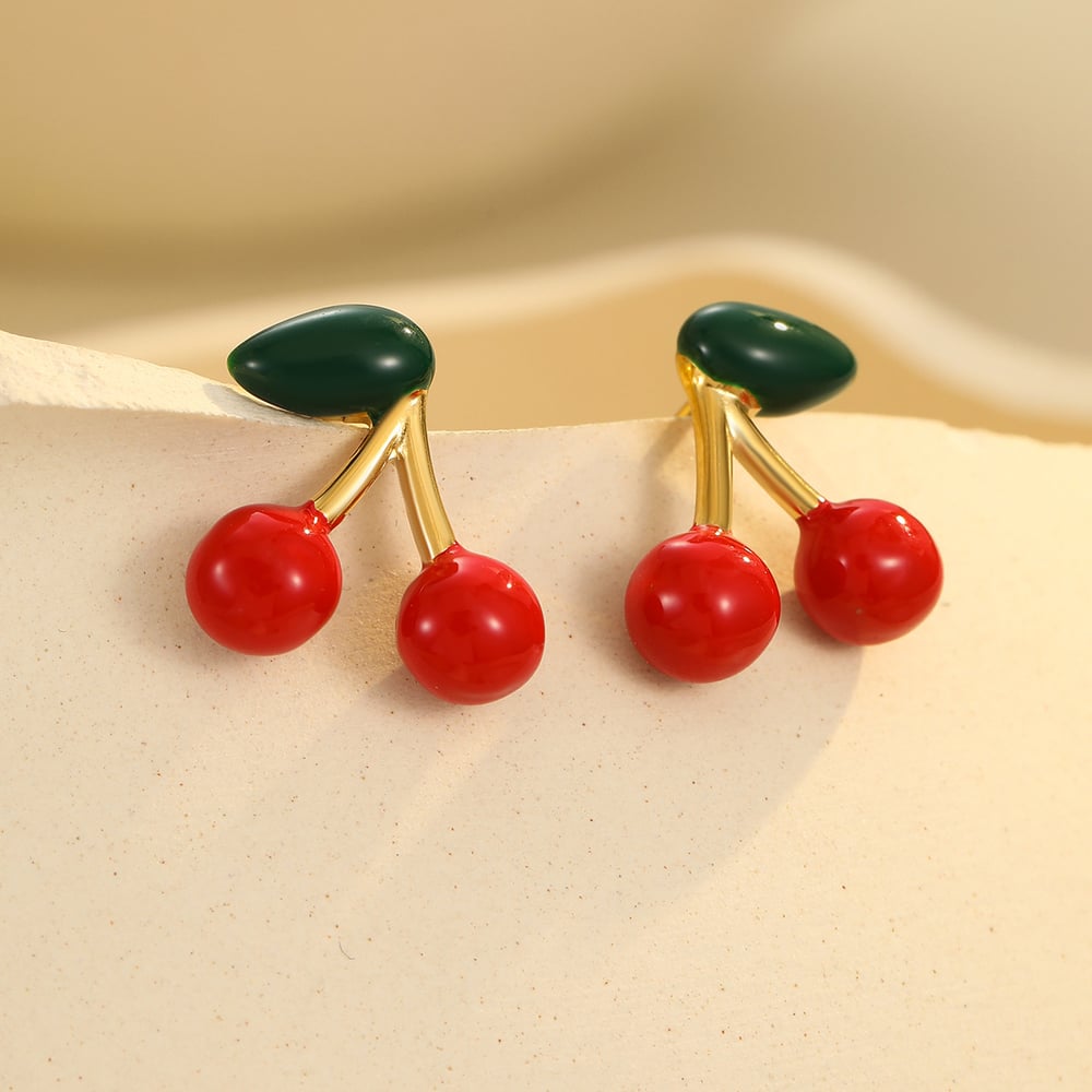 1 Paar einfache Serie süße Pflanze Edelstahl Gold Farbe Damen Ohrstecker Bild2