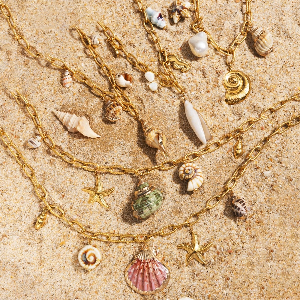 1 Piece Oceanic Stainless Steel Gold Color Shell Pendant Necklaces h5Picture2