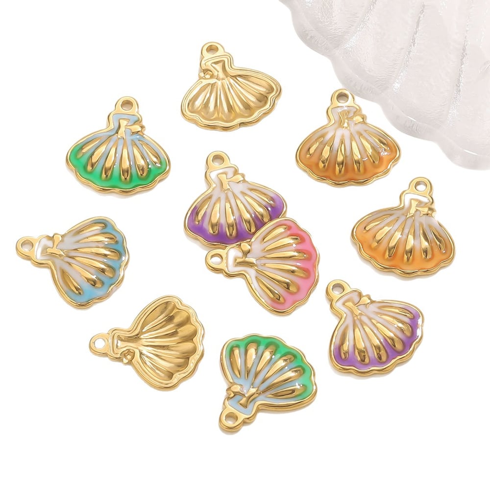 1 Piece Colorful Conch Stainless Steel Gold Color Women's Pendants Picture5