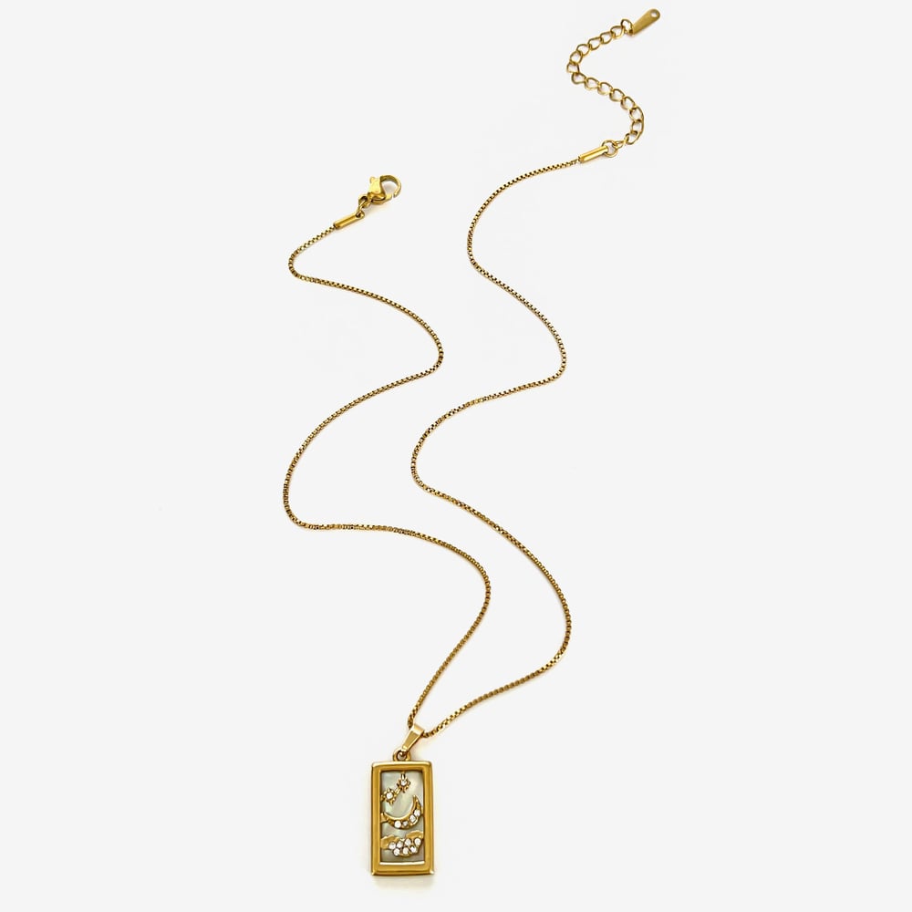 1 Stück Halskette mit goldfarbenem Strass-Anhänger aus Edelstahl