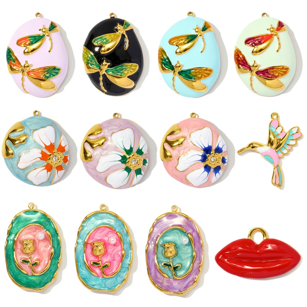 1 Piece Classic Series DIY Flower Stainless Steel Gold Color Women's Pendants Picture5