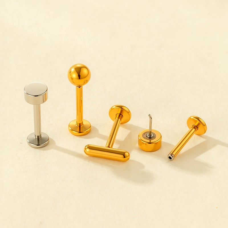 1 Piece Simple Stainless Steel Gold Color Zircon Piercings Earring h5Picture3