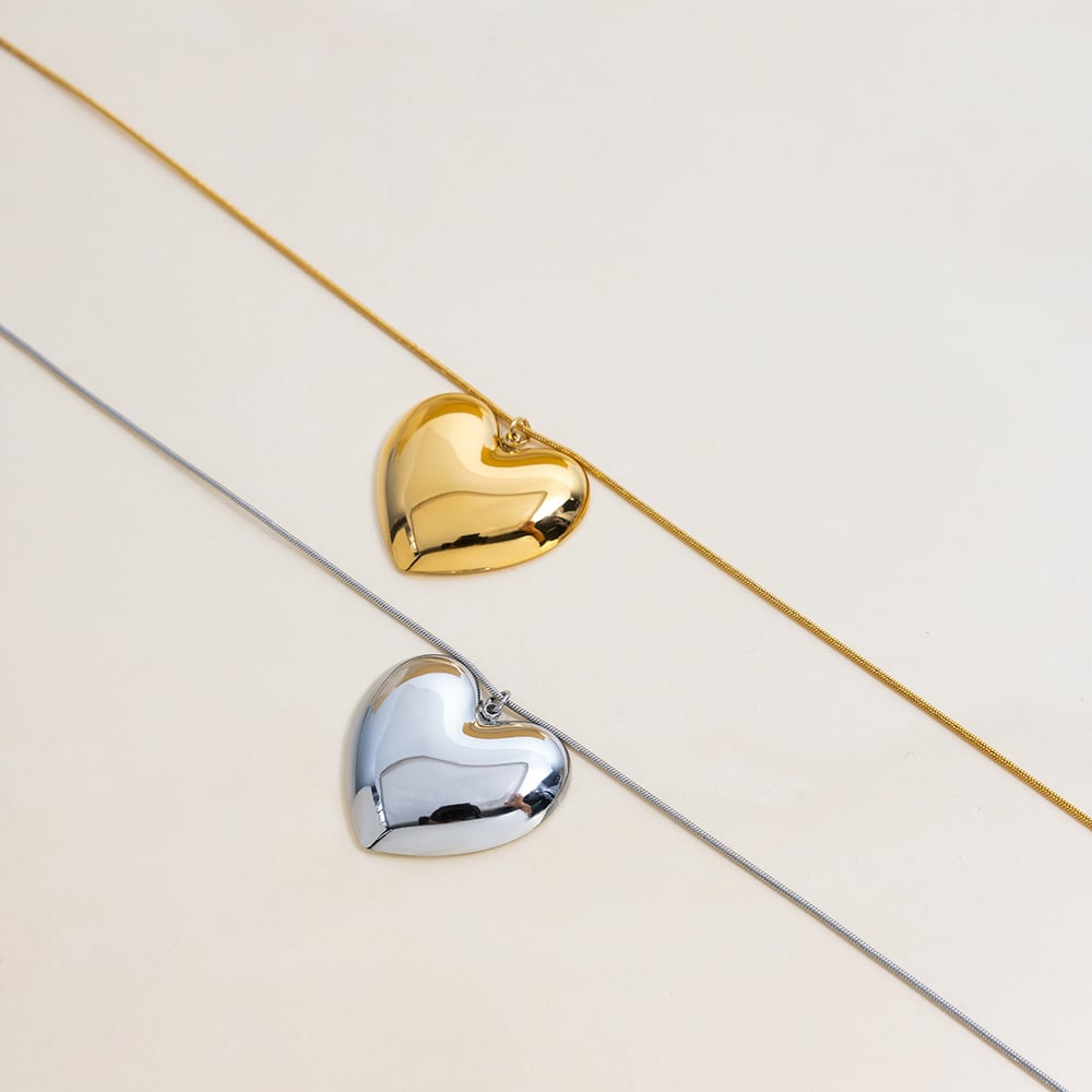 1 Piece Classic Big Heart Stainless Steel Gold Color Women's Pendant Necklaces h5Picture7
