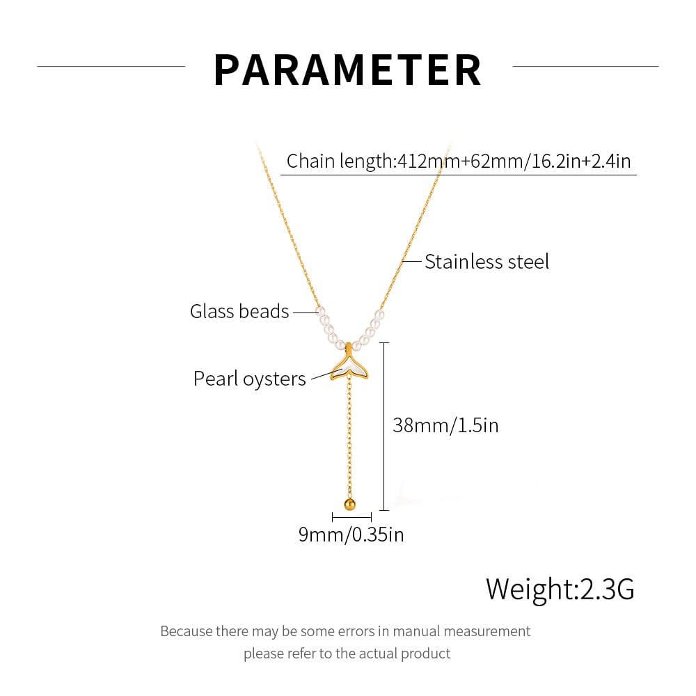 Collana con ciondolo a forma di coda di pesce in acciaio inossidabile color oro, da donna, serie semplice, 1 pezzo h5Immagine2