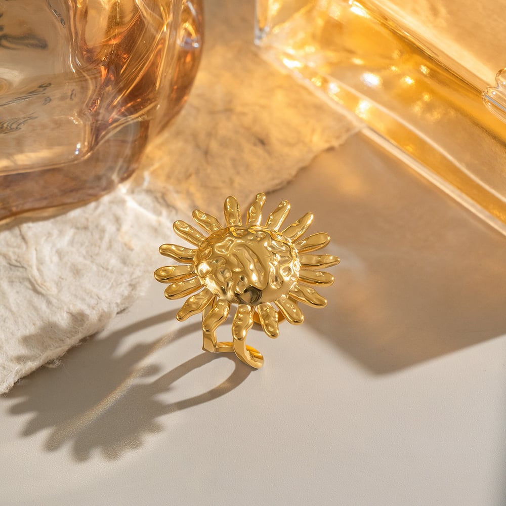 Sun Stainless Steel Gold Color Earring Set Picture4