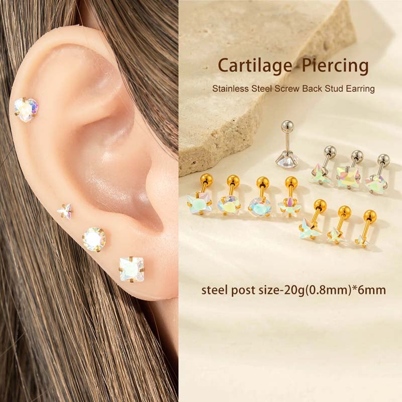 1 Piece Shinning Transparent Heart Stainless Steel Zircon Women's Piercings Earrings h5Picture5