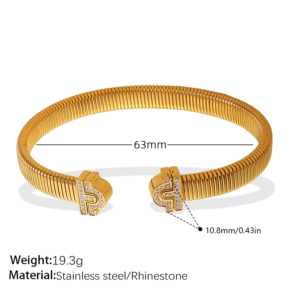 1 Piece Stainless Steel Gold Color Cuff Bangle h5Picture2