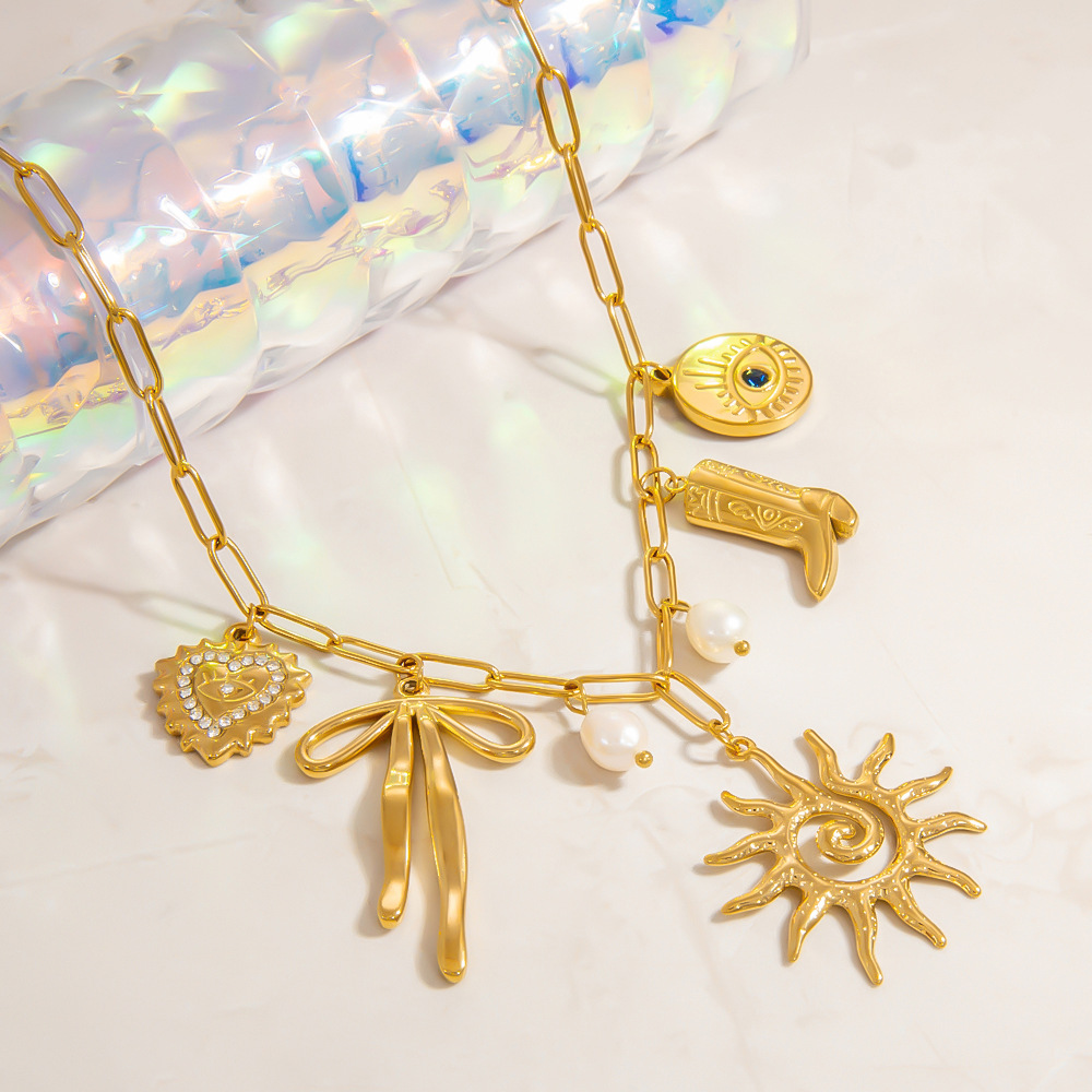 1 Piece Retro Sun Stainless Steel Pendant Necklace h5Picture4