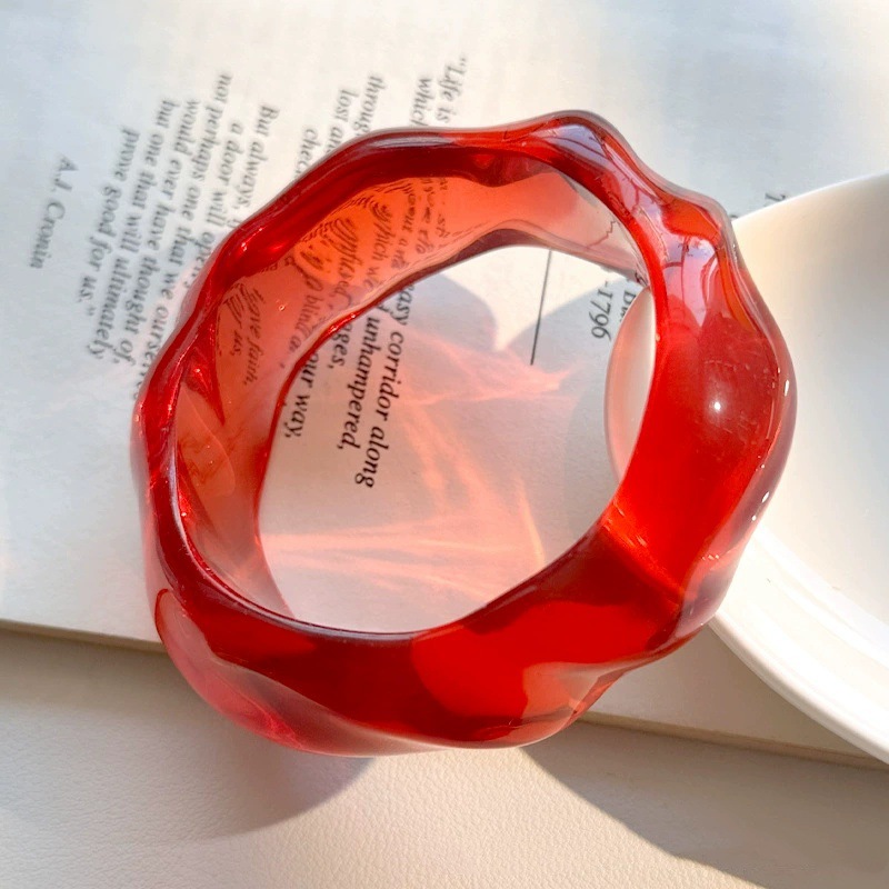 1 Piece Luxurious Series Retro Solid Color Mixed Color Resin Women's Bangles Picture2