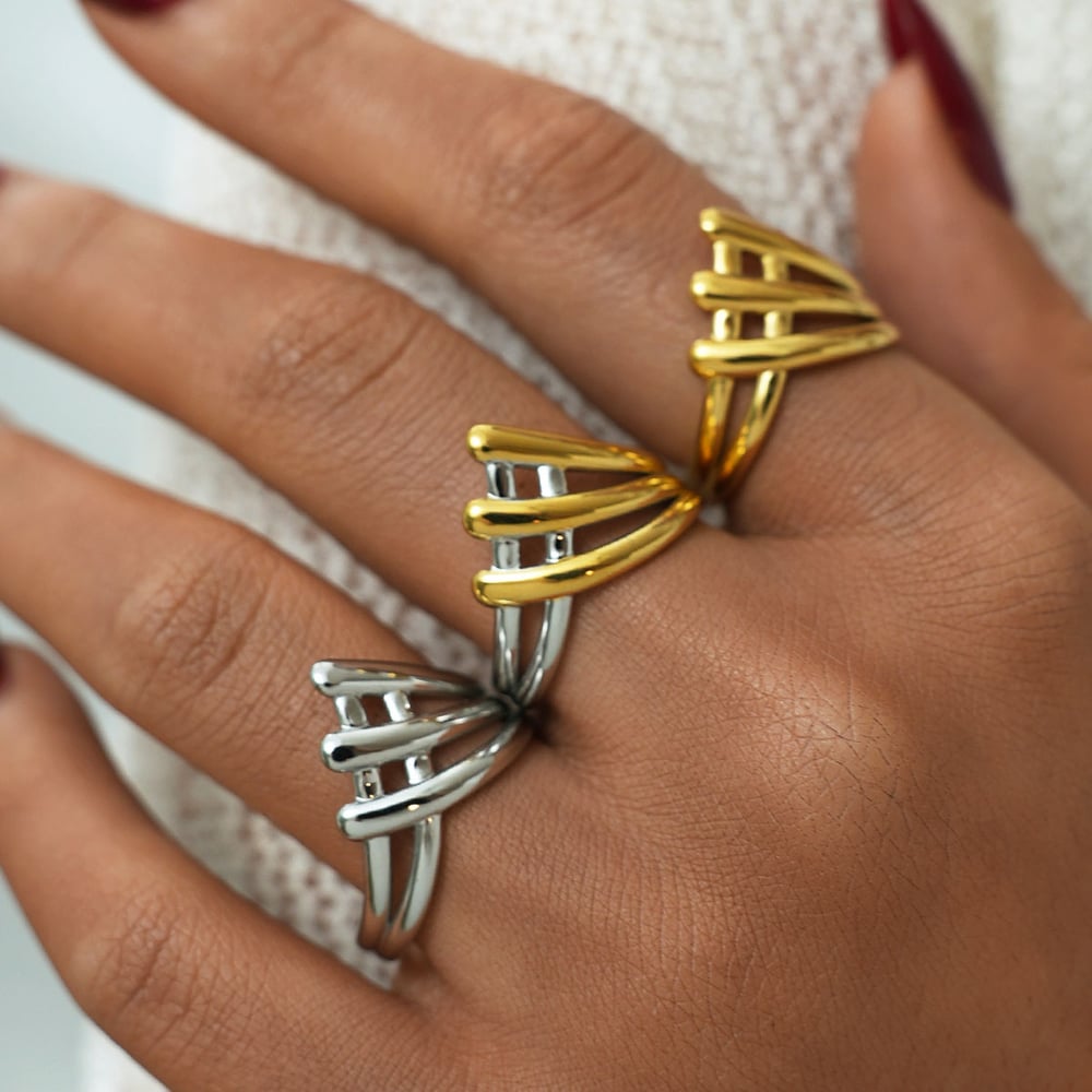 1 Piece Simple Series Casual Irregular Shape Stainless Steel   Gold Color  Minimalist Rings Picture4