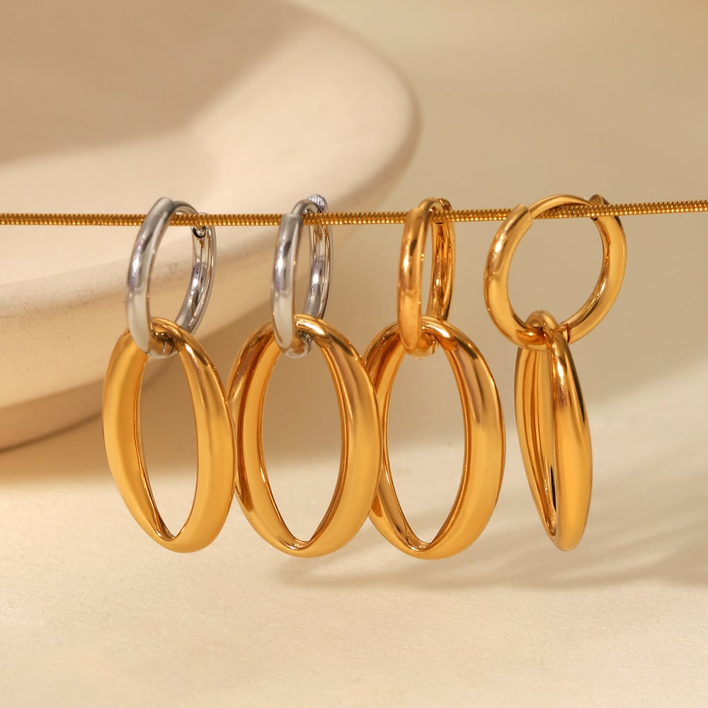 1 Pair Simple Series Daily Geometric Stainless Steel Women's Hoop Earrings h5Picture3
