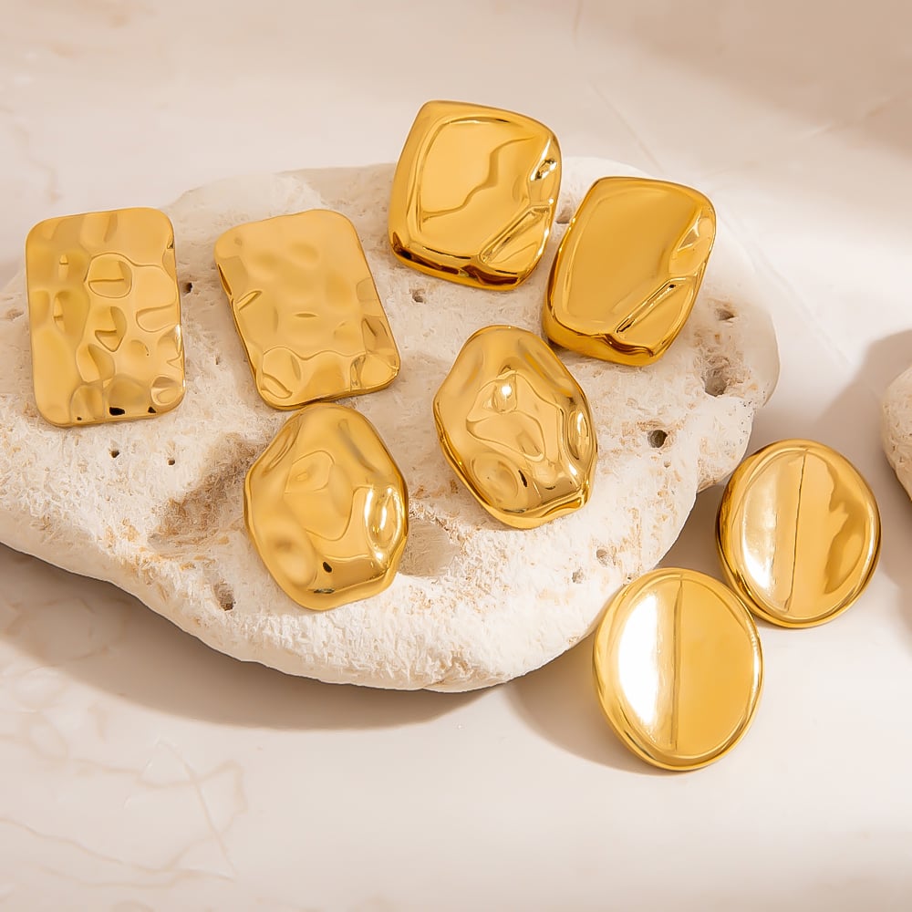 1 Pair Simple Series Casual Irregular Shape Stainless Steel   Women's Stud Earrings h5Picture4