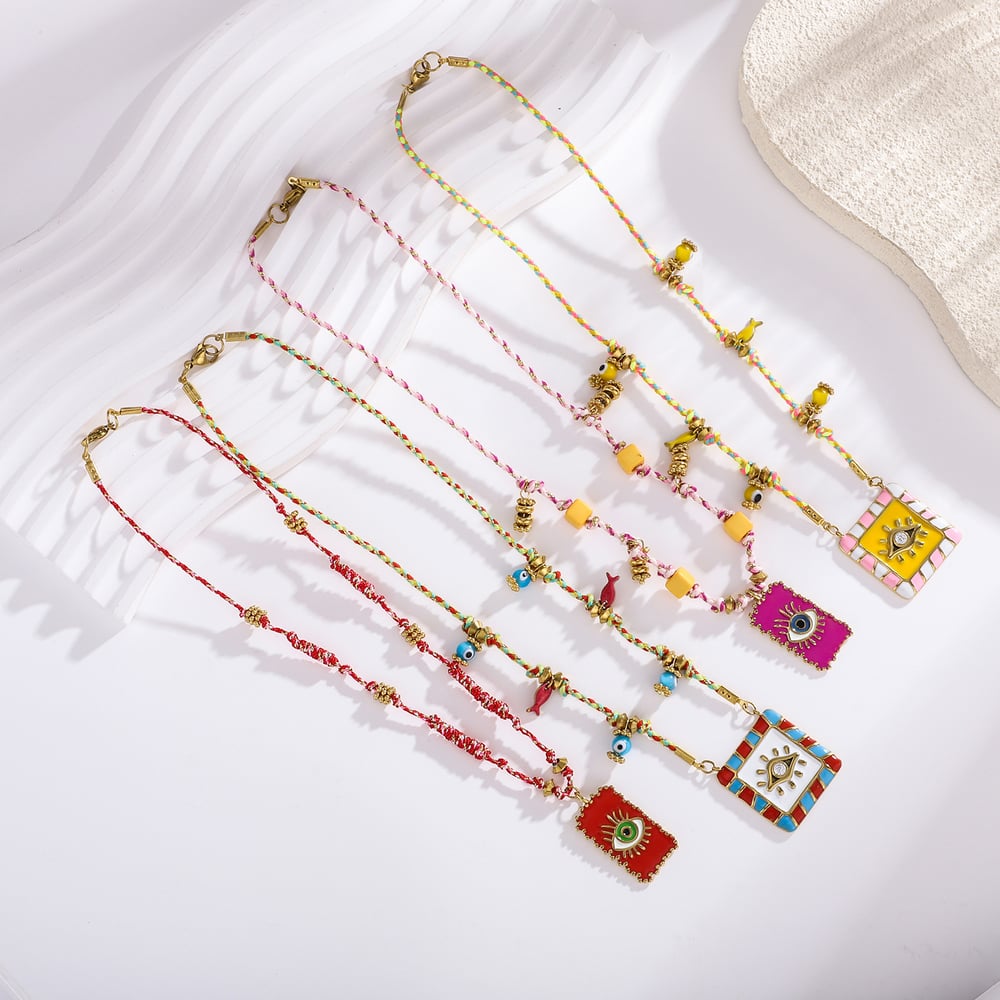 1 Piece Luxurious Devil's Eye Stainless Steel Gold Color Women's Pendant Necklaces h5Picture4