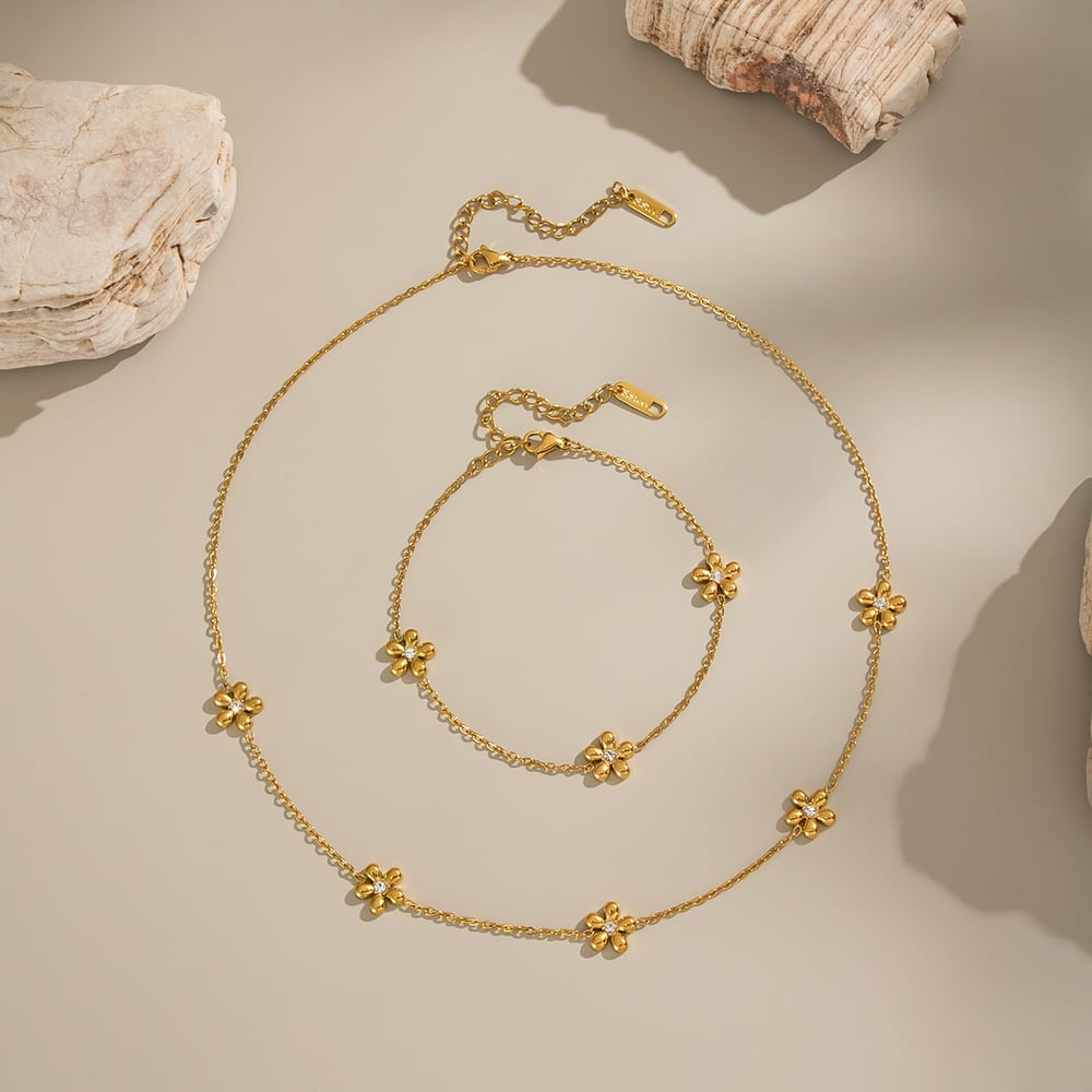 1 Stück Simple Series Daily Flower Edelstahl Damen Kettenhalsketten Bild3