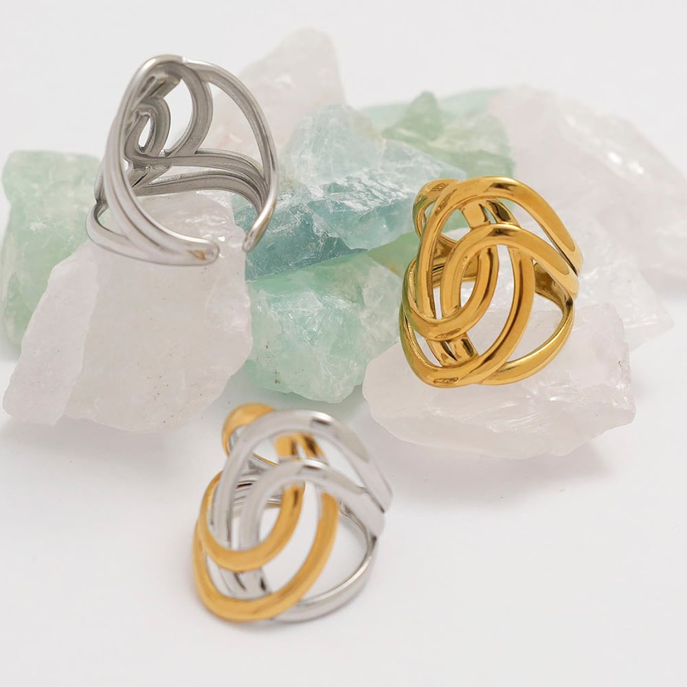 1 Piece Simple  Casual Irregular Shape Stainless Steel  Gold Color  Statement Rings h5Picture5