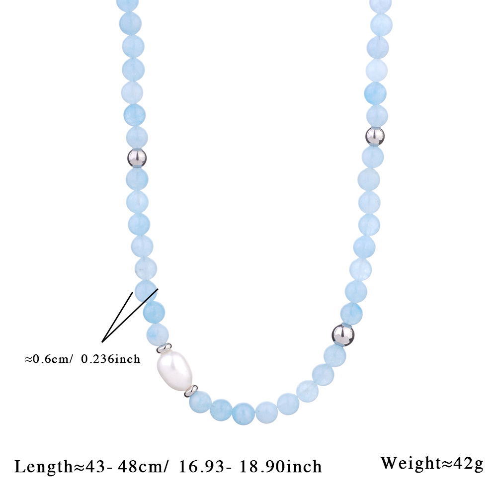 1 Piece Vacation Style Blue Flower Natural Stones Women's Pendant Necklaces h5Picture2