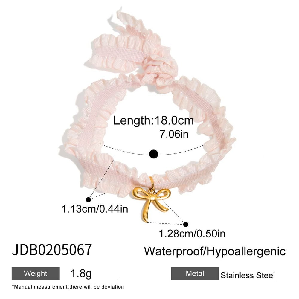 1 Piece Sweet Bowknot Stainless Steel Gold Color Women's Charm Bracelets 