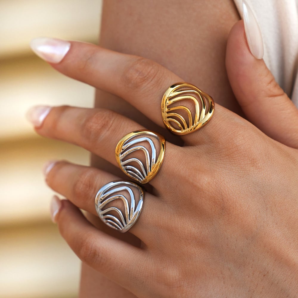 1 Piece  Simple Strip Stainless Steel  Gold Color  Minimalist Rings Picture3