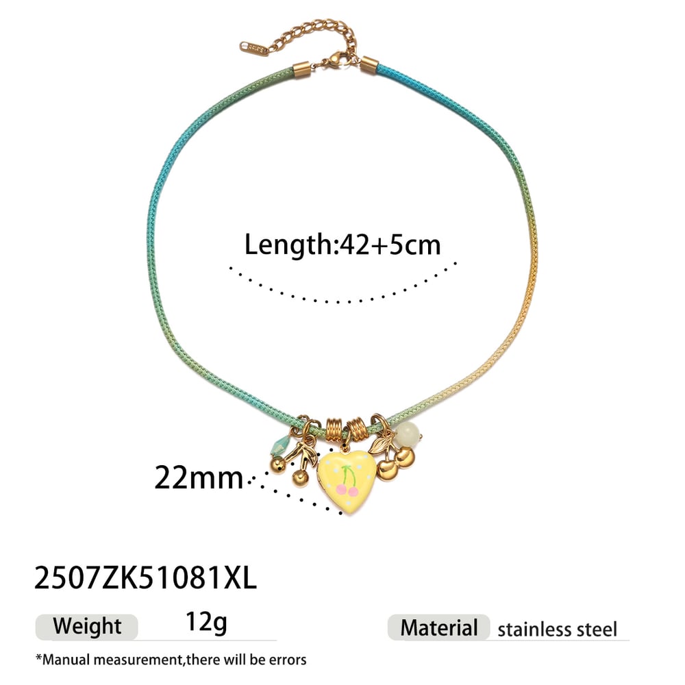 1 Piece Retro Heart Cross Natural Stones  Gold Color Pendant Necklace