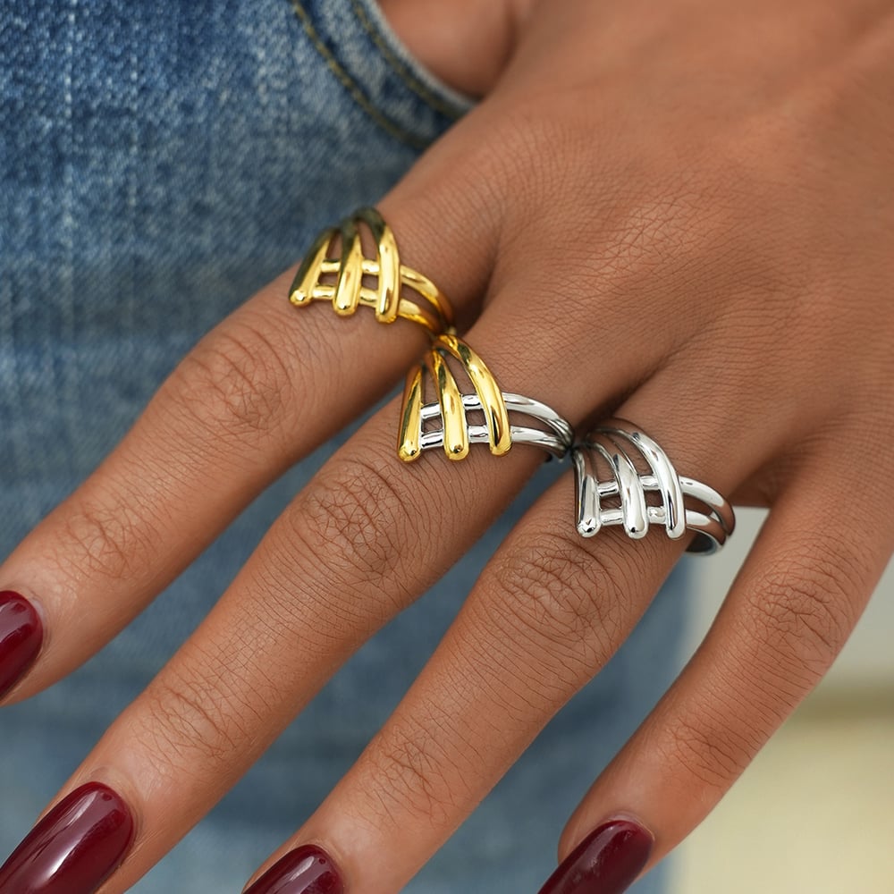 1 Piece Simple Series Casual Irregular Shape Stainless Steel   Gold Color  Minimalist Rings Picture5