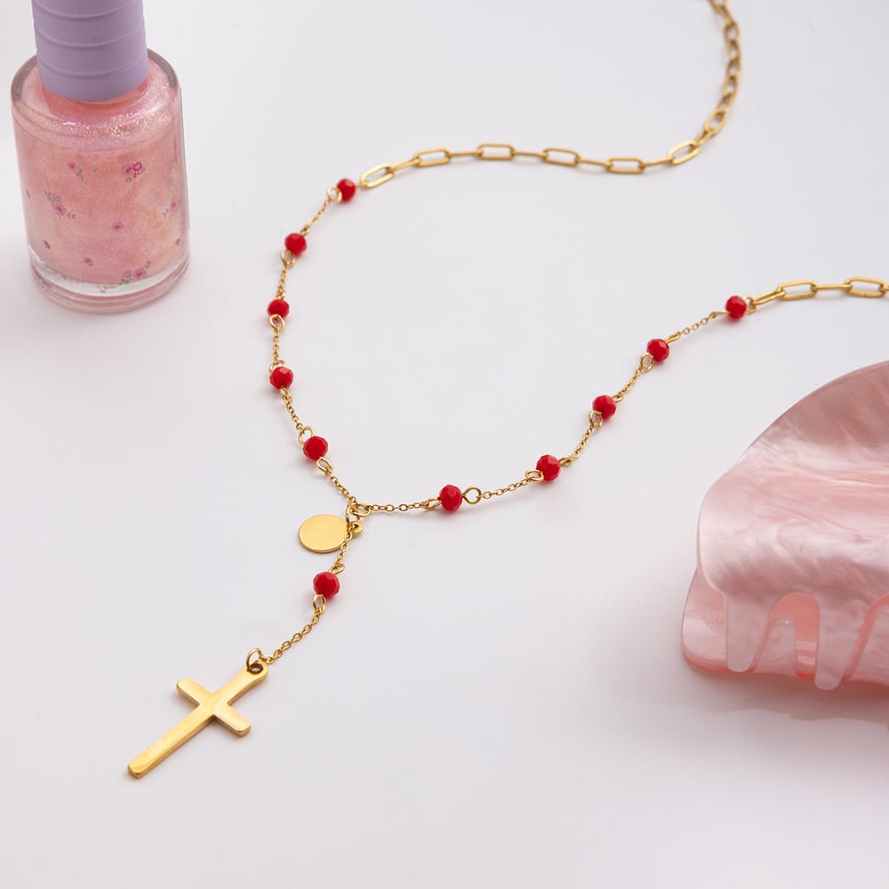 1 Piece Personality Cross Stainless Steel Gold Color Women's Pendant Necklaces Picture5