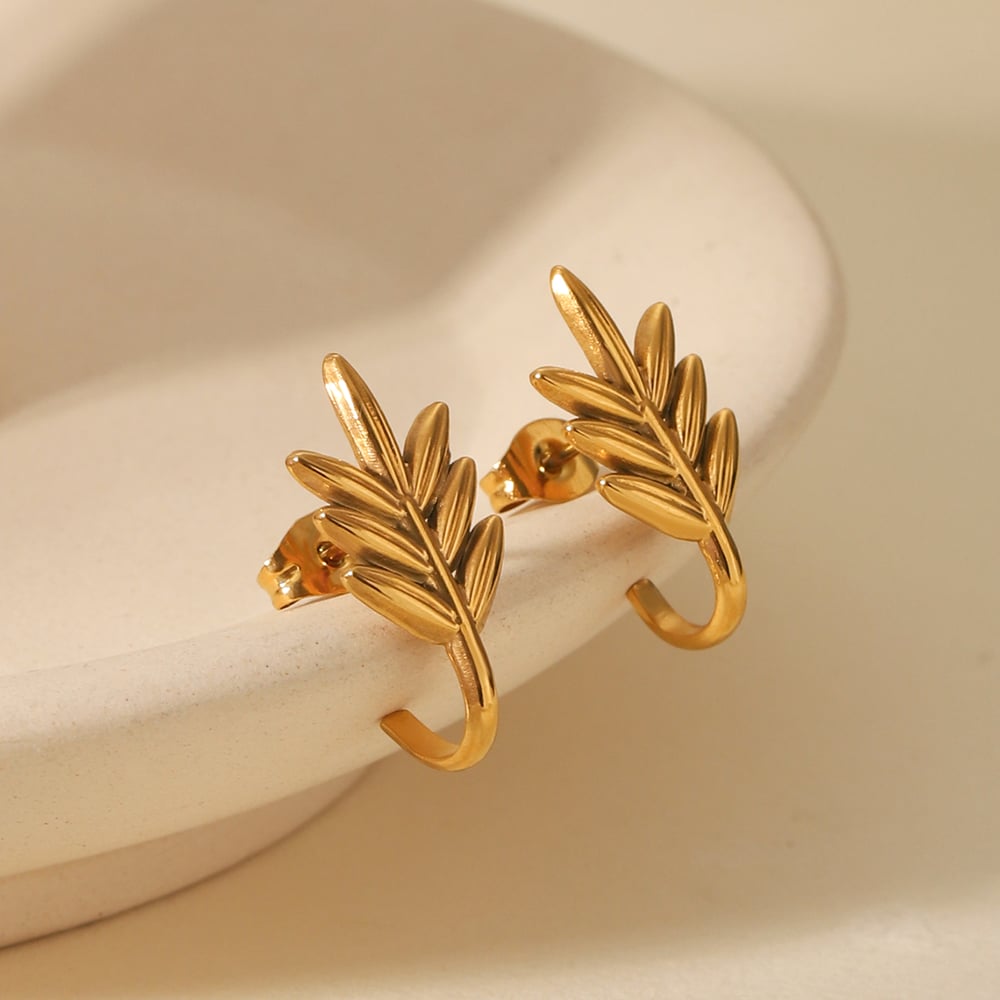 1 Pair Simple Plant Stainless Steel Women's Stud Earrings h5Picture6