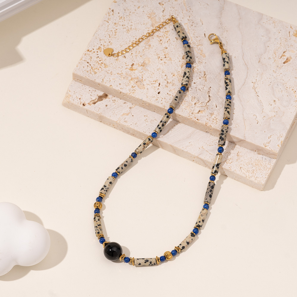 1 Piece Classic Series Black Agate Beads Women's Beaded Necklaces h5Picture5