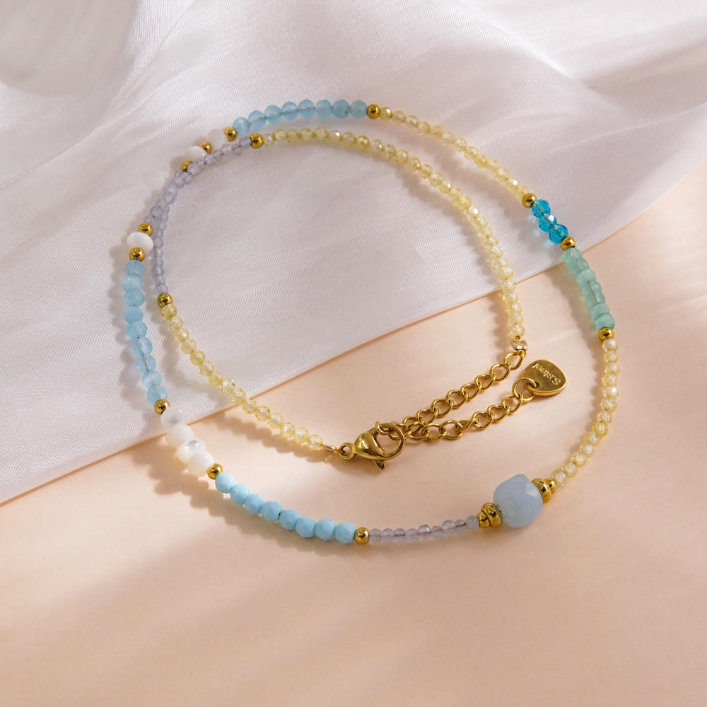 Sweet Elegant Stainless Steel Women‘s Beaded Necklaces h5Picture3