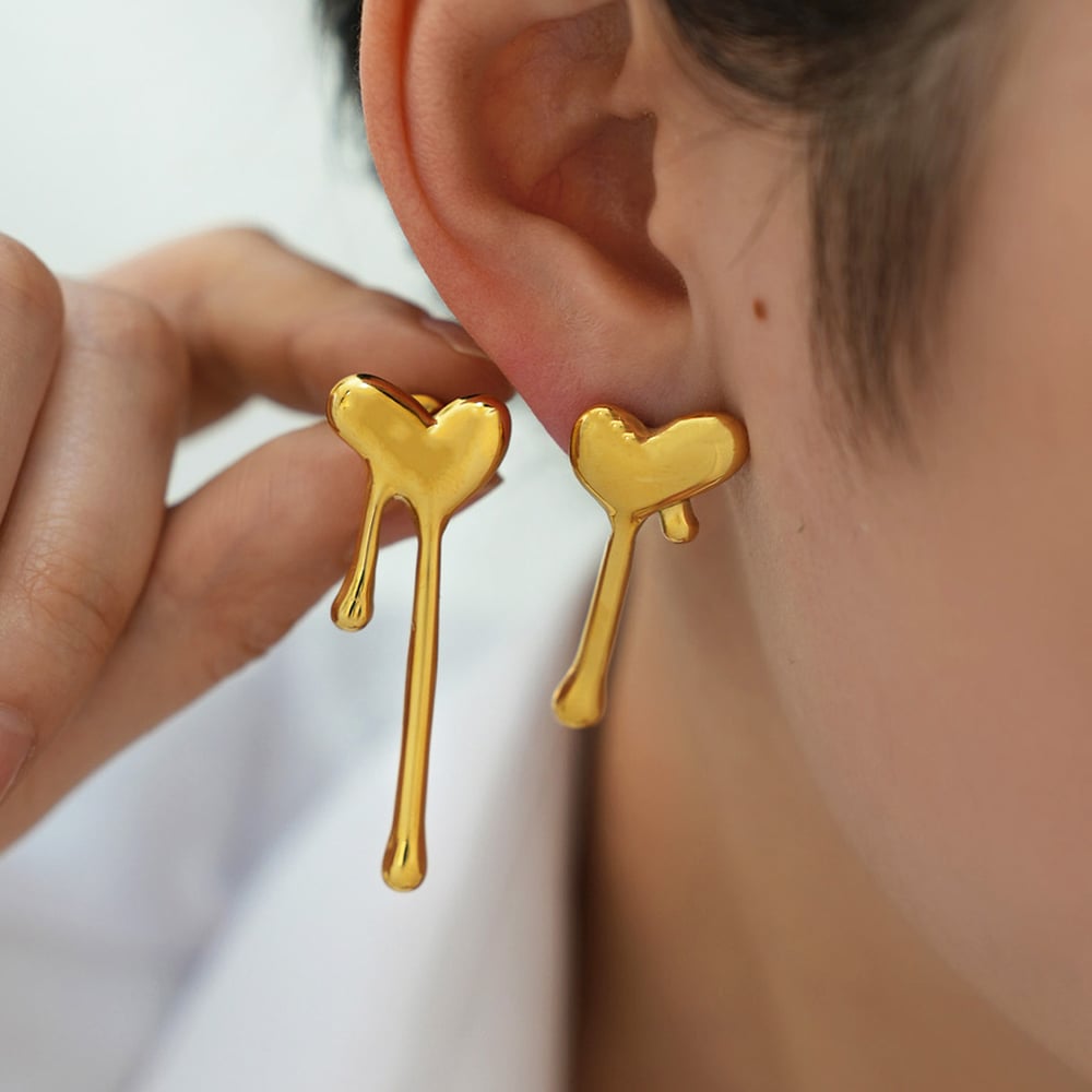 1 Pair Simple  Simple Heart Stainless Steel  Gold Color  Women's Stud Earrings Picture6