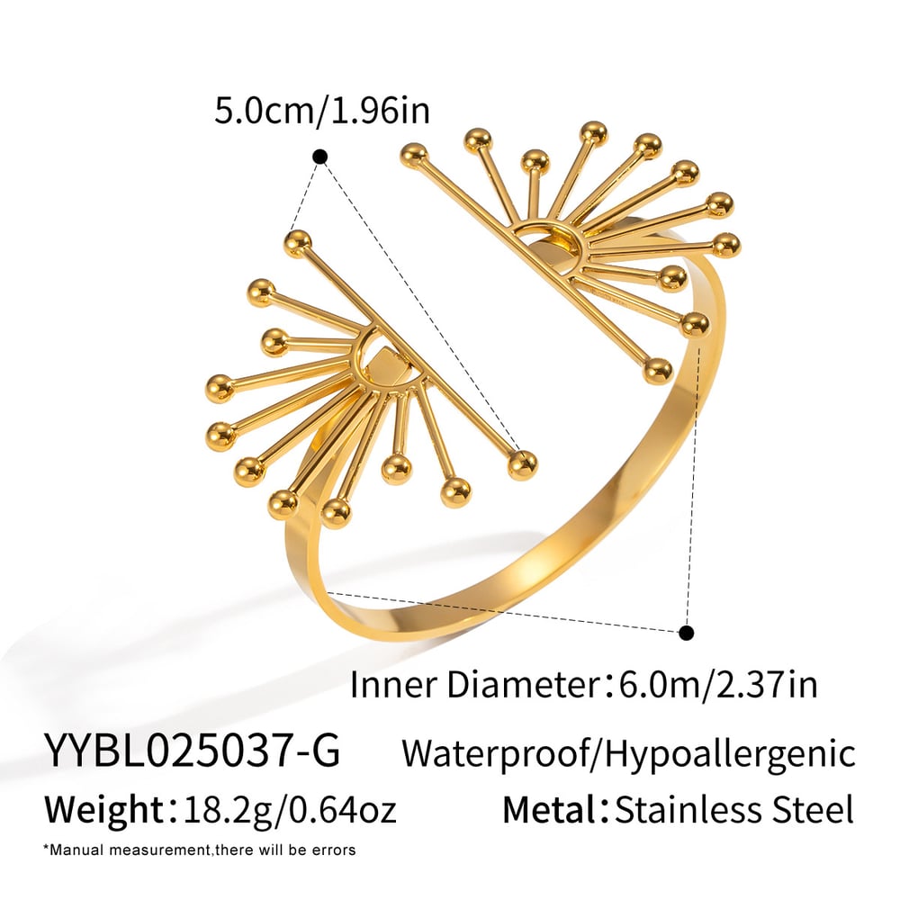 1 Piece Sun Flower Stainless Steel Gold Color Cuff Bracelet
