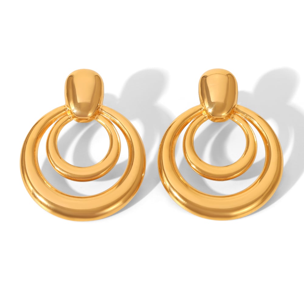 1 Pair Modern Circle Shape Stainless Steel Gold Color Women's Stud Earrings