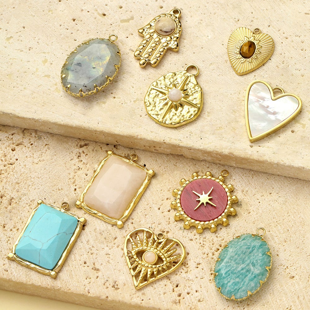 1 pezzo di ciondolo classico ovale in pietre naturali da donna Immagine3