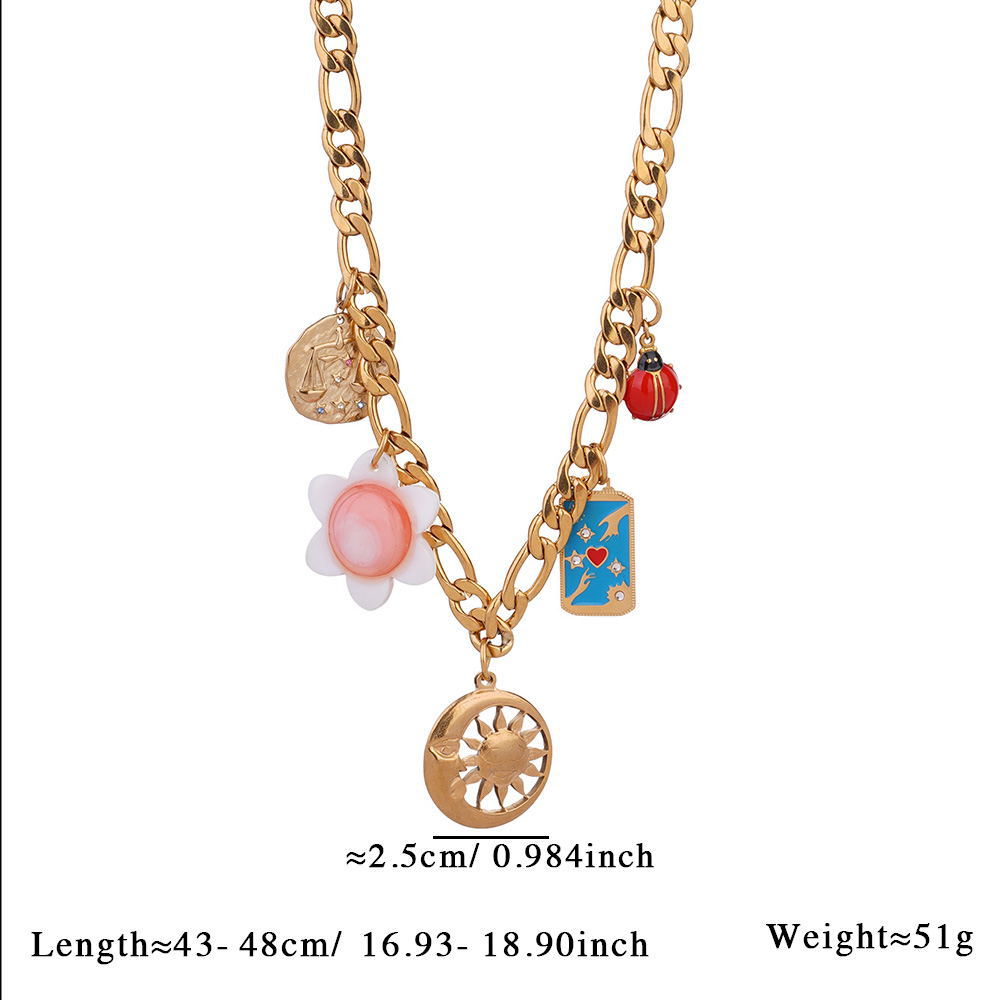 1 Piece Tropical Style Flower Natural Stones Gold Color Women's Beaded Necklaces Picture2