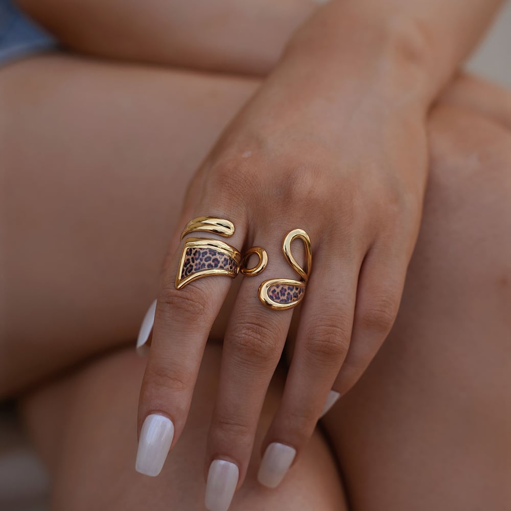 1 Piece Simple  Casual Leopard Print Stainless Steel Statement Rings Picture6