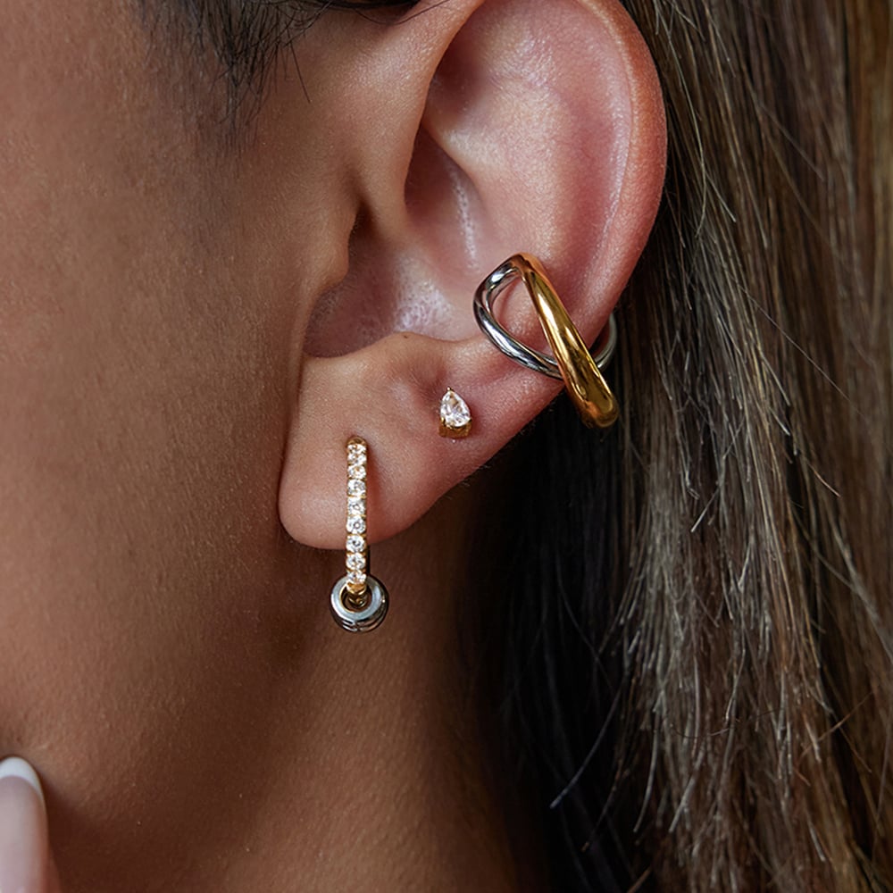 1 Pair Simple Circle Stainless Steel Gold Color Women's Hoop Earrings h5Picture4